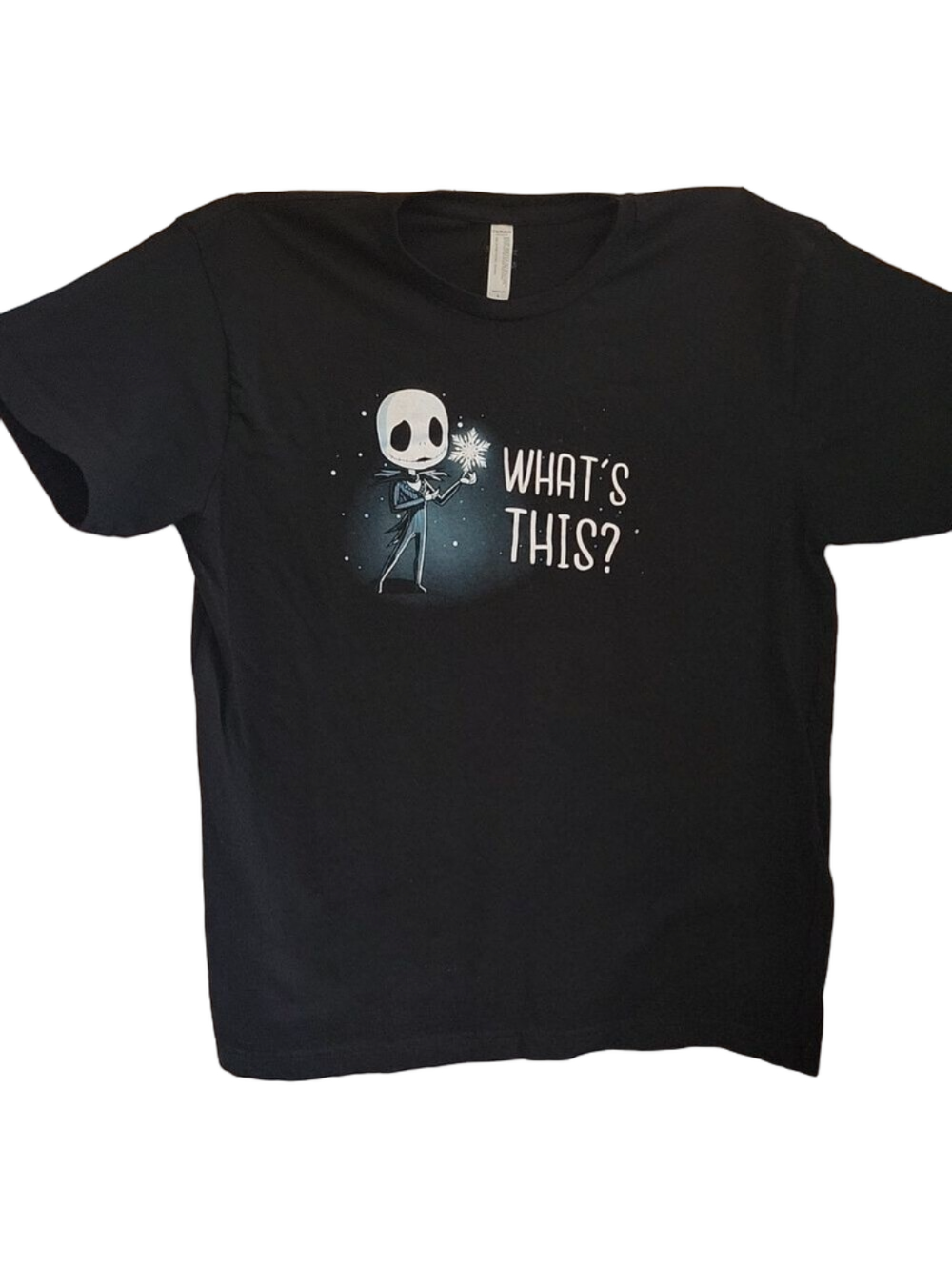Jack Skellington Unisex "What's This?" Black Short-Sleeved T-Shirt, Size Large